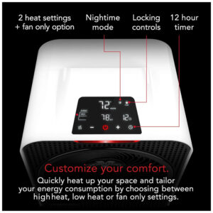 Aquecedor Elétrico Portátil com Controle de Temperatura, Temporizador e Recursos de Segurança, 110V, 1500W, VORNADO Velocity 5, Branco
