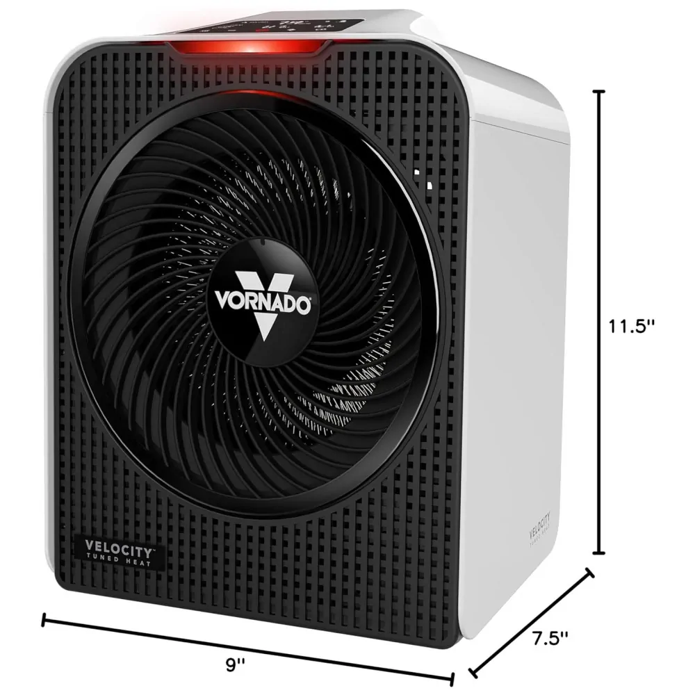 Aquecedor Elétrico Portátil com Controle de Temperatura, Temporizador e Recursos de Segurança, 110V, 1500W, VORNADO Velocity 5, Branco