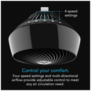 Ventilador com 4 Velocidades e Inclinação de 90 Graus, 110V 45W, Vornado 660 CR1 0121 06, Preto