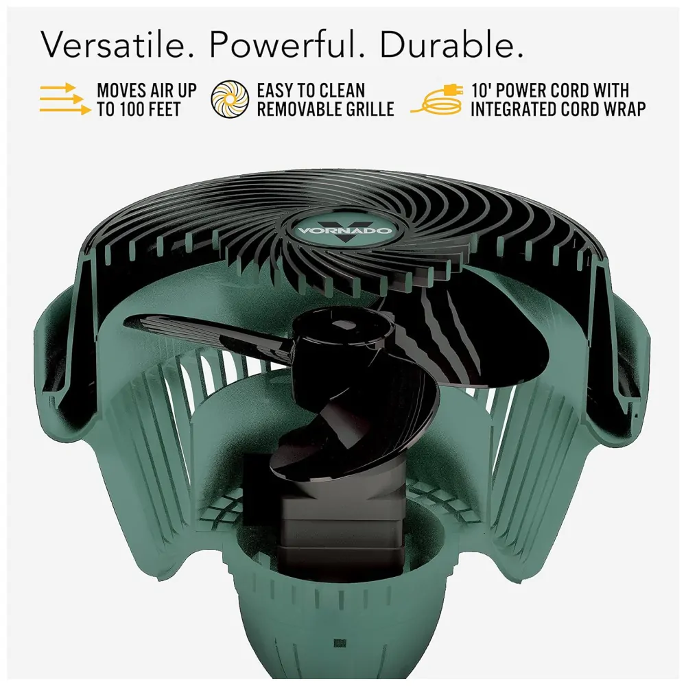 Ventilador de Piso com 3 Velocidades, Ajustável, 110V 85W, Vornado 293HD, Verde