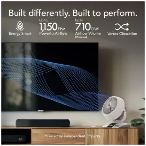 Ventilador de Mesa com Controle de Velocidade Variável e Controle Remoto, 110V 33W, VORNADO CR1 0240 43, Branco