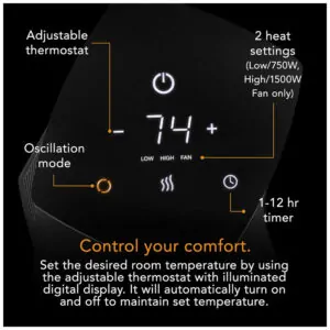 ectqh1m44gw70b_2.jpg - Aquecedor Elétrico de Torre Oscilante com Temporizador Embutido e Display Digital, 110V 1500W, Vornado OSCTH1, Preto