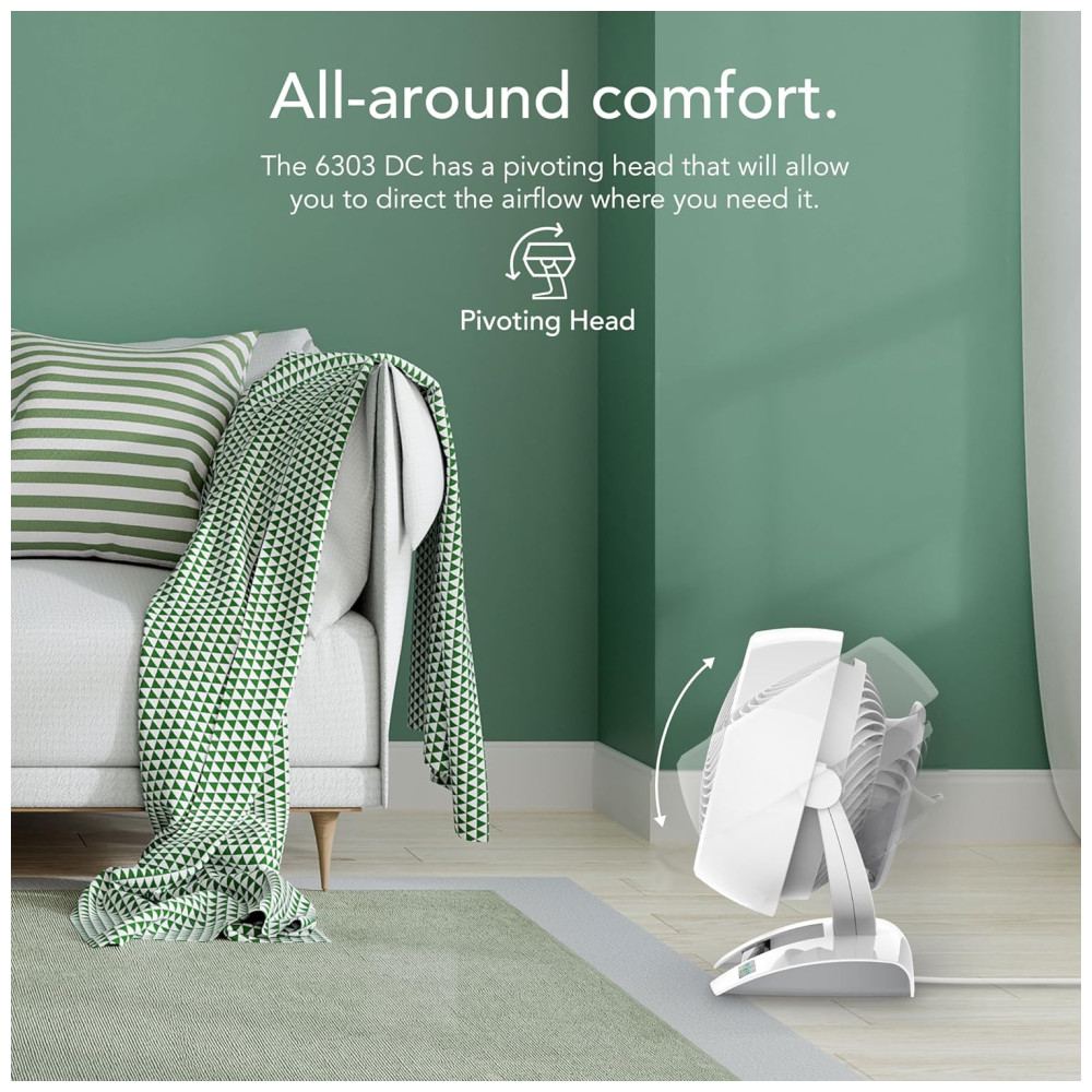 Ventilador com Controle de Velocidade Variável e Controle Remoto, 110V 53W, Vornado 6303DC Energy Smart, Branco