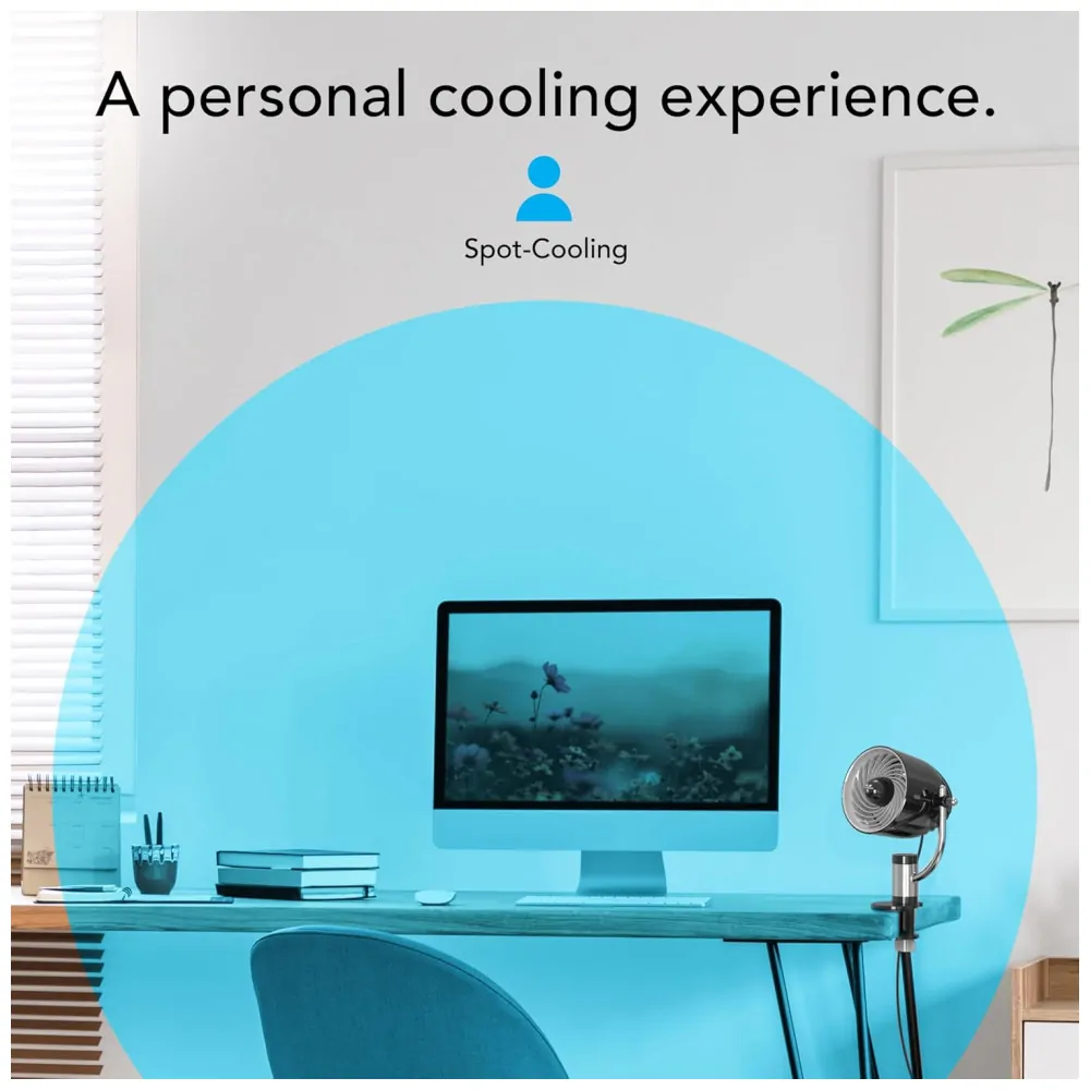 ectqpzdm8w180b_2.jpg - Ventilador Portátil Silencioso para Escritório ou Quarto, 3 Velocidades, 110V 18W, Vornado Pivot Clip, Preto