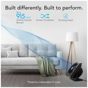 Ventilador e Circulador de Ar com Inclinação Ajustável de 90 , 3 Velocidades. Alcance de 20 Metros e Grade Removível, 110V 39W, Vornado 673T, Preto