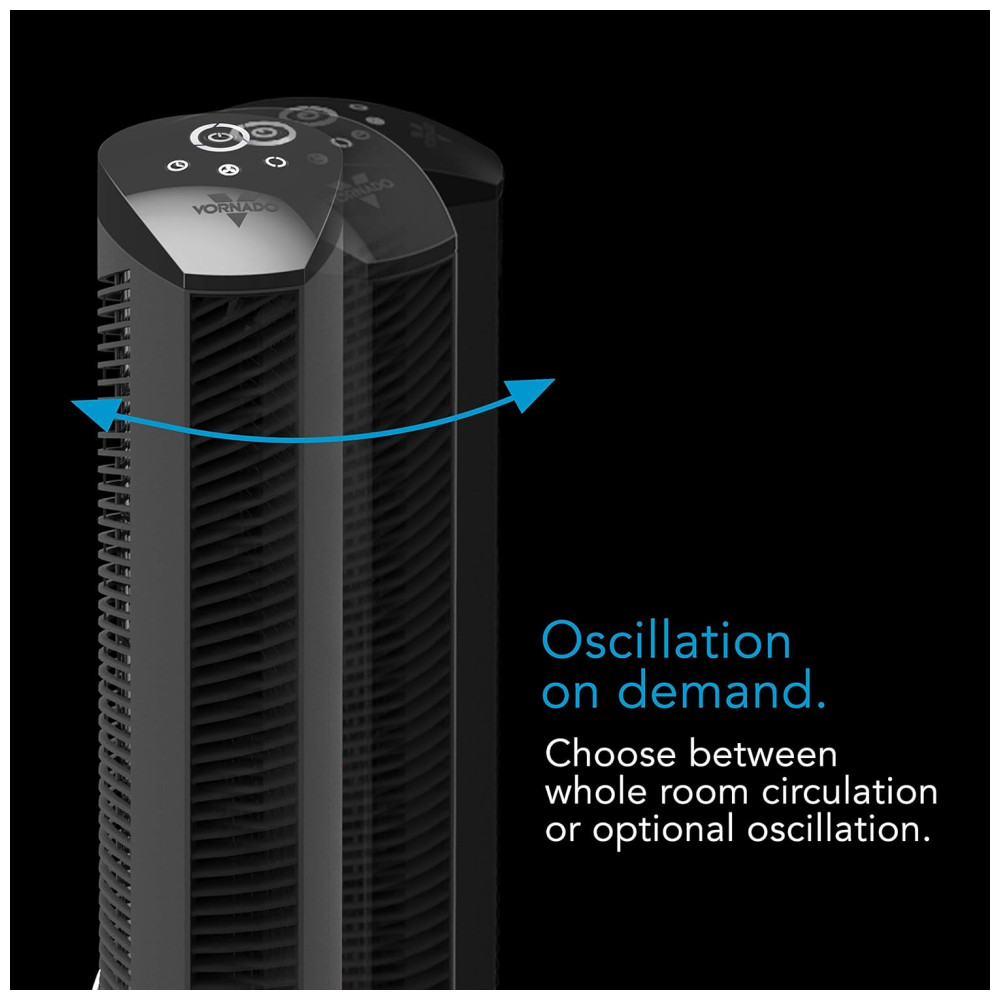Ventilador de Torre Oscilante com Controle Remoto e 3 Velocidades, 110V 34W, Vornado OSCR32, Preto