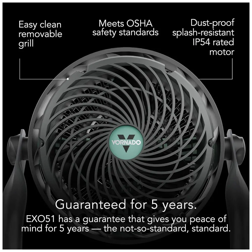 Ventilador de Piso com IP54 Avaliado À Prova de Poeira e Motor Resistente à Água, 110V 53W, Vornado EXO51, Verde