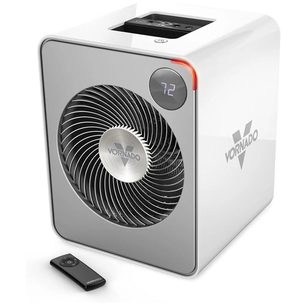 VMH500 Aquecedor de metal para sala inteira com climatização automática, 2 configurações de aquecimento, VORNADO EH1 0116 43, Branco