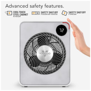 VMH500 Aquecedor de metal para sala inteira com climatização automática, 2 configurações de aquecimento, VORNADO EH1 0116 43, Branco