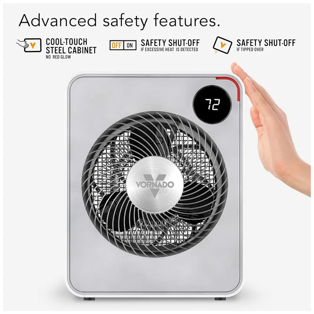 VMH500 Aquecedor de metal para sala inteira com climatização automática, 2 configurações de aquecimento, VORNADO EH1 0116 43, Branco
