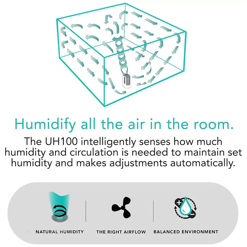 Umidificador de Ambiente Vornado UH100 Ultrassônico Névoa Fria Tanque 3,78 L Cobertura 56 m Uso Interno