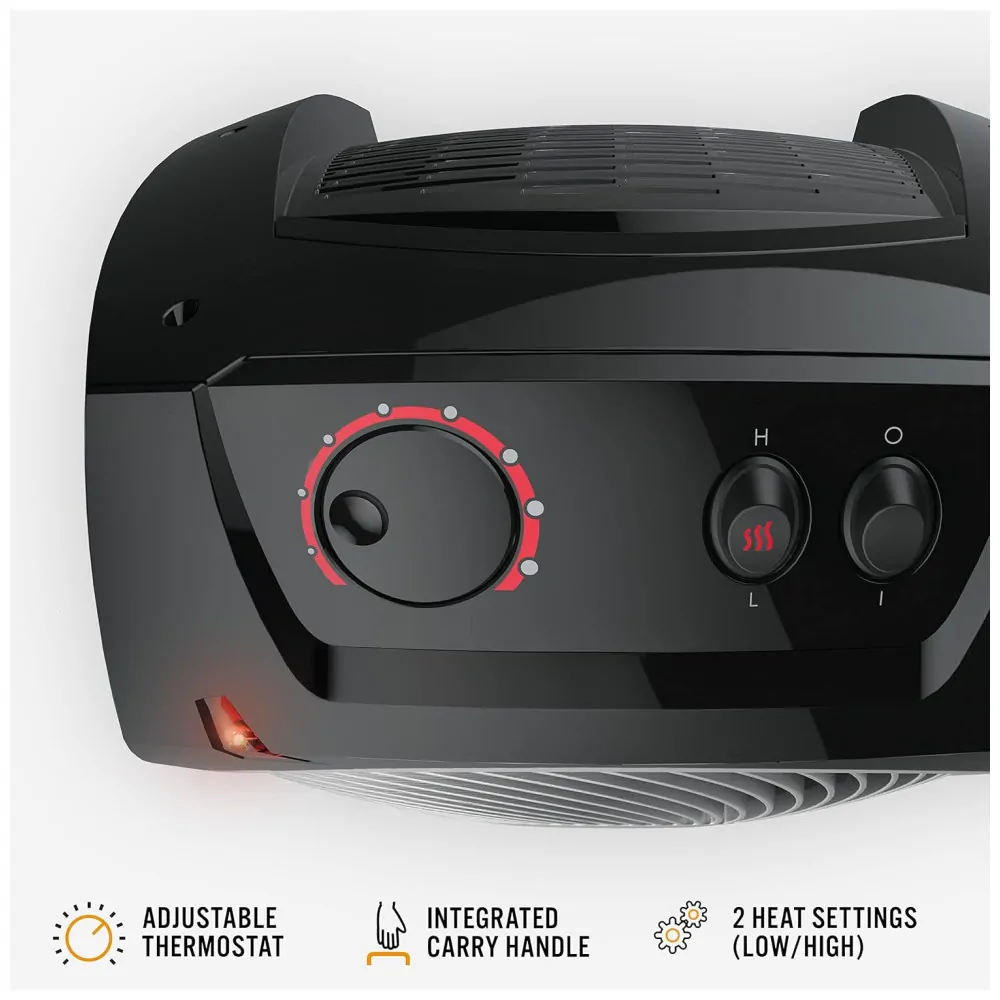 Aquecedor Elétrico com Termostato Ajustável e 2 Configuração de Aquecimento, 110V Vornado VH10, Preto