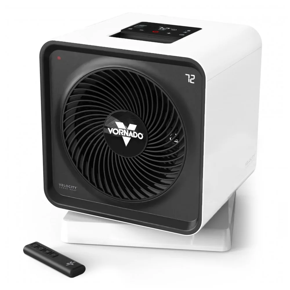 Aquecedor Vornado Velocity Cube 5 OSC Branco Vortex Heat Oscilacao 70 graus Auto Climate Timer 12h Controle Remoto Night Mode 120V