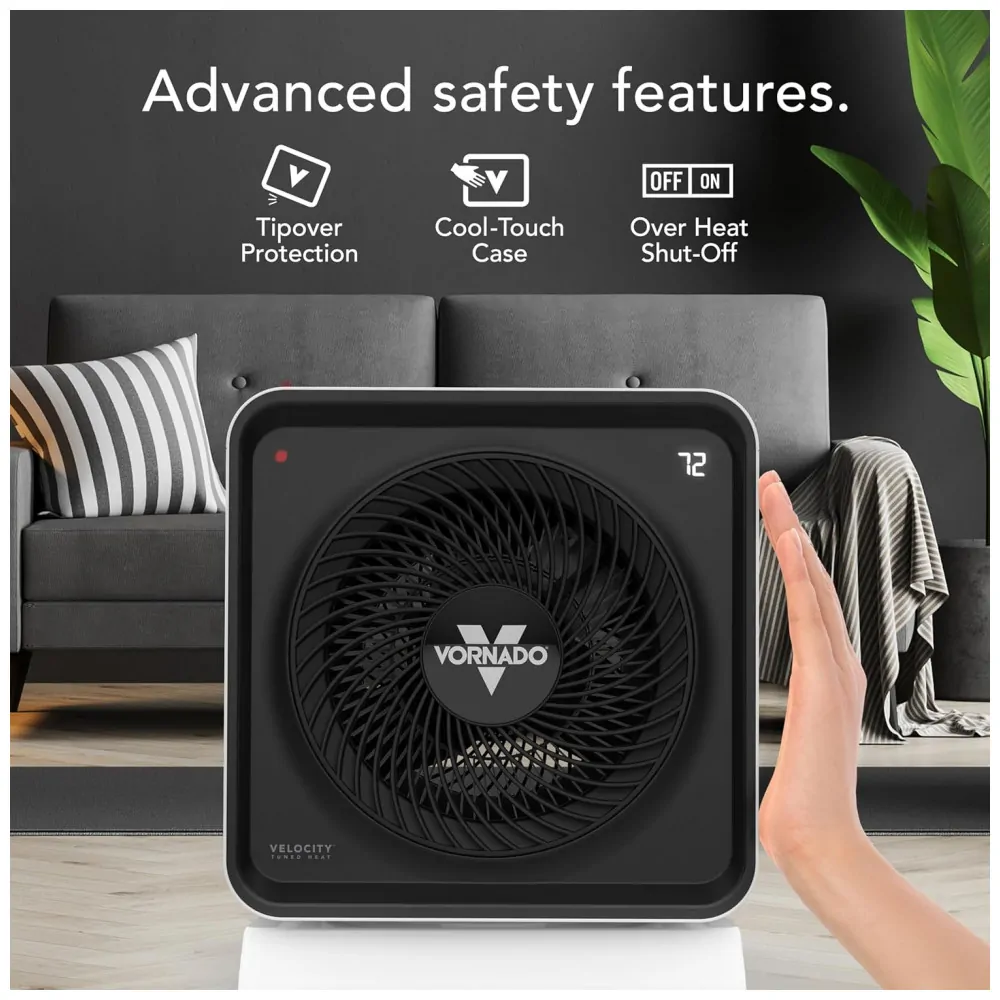 Aquecedor Vornado Velocity Cube 5 OSC Branco Vortex Heat Oscilacao 70 graus Auto Climate Timer 12h Controle Remoto Night Mode 120V