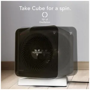 Aquecedor Vornado Velocity Cube 5 OSC Branco Vortex Heat Oscilacao 70 graus Auto Climate Timer 12h Controle Remoto Night Mode 120V