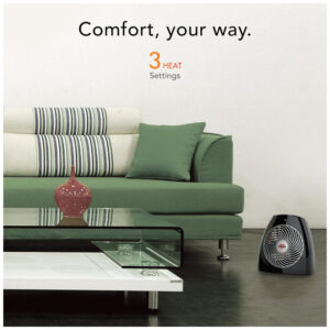 Aquecedor de Ambiente Vornado MVH Preto Circulação Vórtice 3 Níveis Termostato 7 Posições 120V