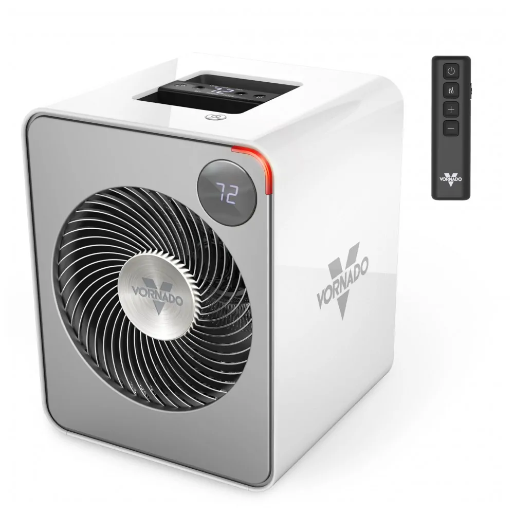 Aquecedor Metalico Vornado VMHi500 Branco Vortex Heat Circulation Auto Climate Timer 12h Controle Remoto Touch 120V