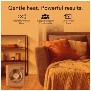 Aquecedor Metalico Vornado VMHi500 Branco Vortex Heat Circulation Auto Climate Timer 12h Controle Remoto Touch 120V