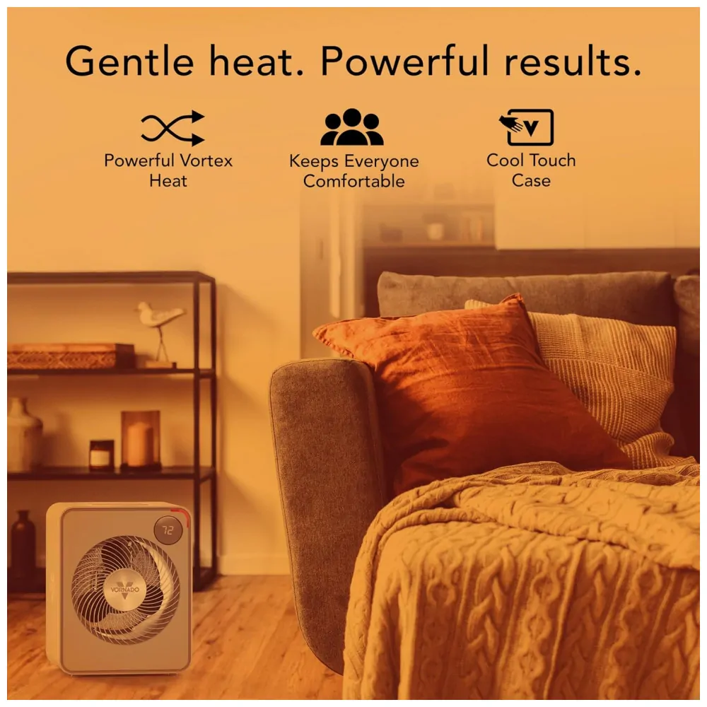 Aquecedor Metalico Vornado VMHi500 Branco Vortex Heat Circulation Auto Climate Timer 12h Controle Remoto Touch 120V