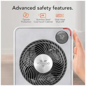 Aquecedor Metalico Vornado VMHi500 Branco Vortex Heat Circulation Auto Climate Timer 12h Controle Remoto Touch 120V