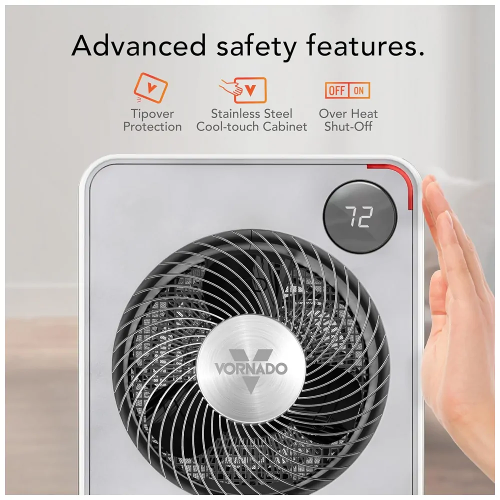 Aquecedor Metalico Vornado VMHi500 Branco Vortex Heat Circulation Auto Climate Timer 12h Controle Remoto Touch 120V