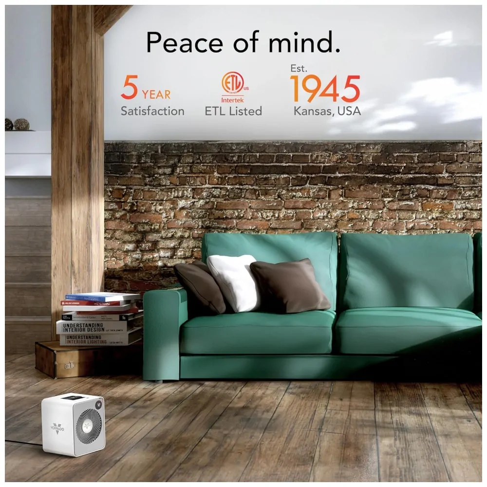 Aquecedor Metalico Vornado VMHi500 Branco Vortex Heat Circulation Auto Climate Timer 12h Controle Remoto Touch 120V