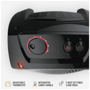 Aquecedor Vornado VH10 Preto Vortex Heat Circulation 2 Niveis Termostato Quarto Sala Silencioso 120V