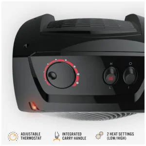 Aquecedor Vornado VH10 Preto Vortex Heat Circulation 2 Niveis Termostato Quarto Sala Silencioso 120V