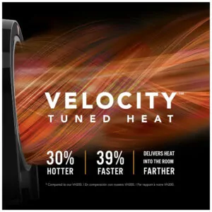 Aquecedor Vornado Velocity 5R Preto Velocity Tuned Heat Auto Climate 2 Níveis Timer 12h Controle Remoto IR Touch LED 120V