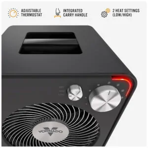Aquecedor Elétrico Portátil com Termostato digital e Controle Remoto, 110V 1500W, Vornado, Cinza