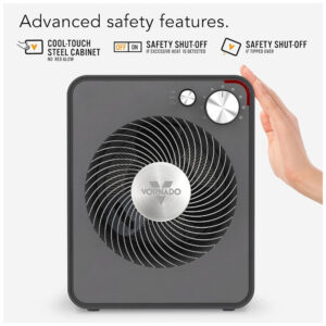 Aquecedor Elétrico Portátil com Termostato digital e Controle Remoto, 110V 1500W, Vornado, Cinza