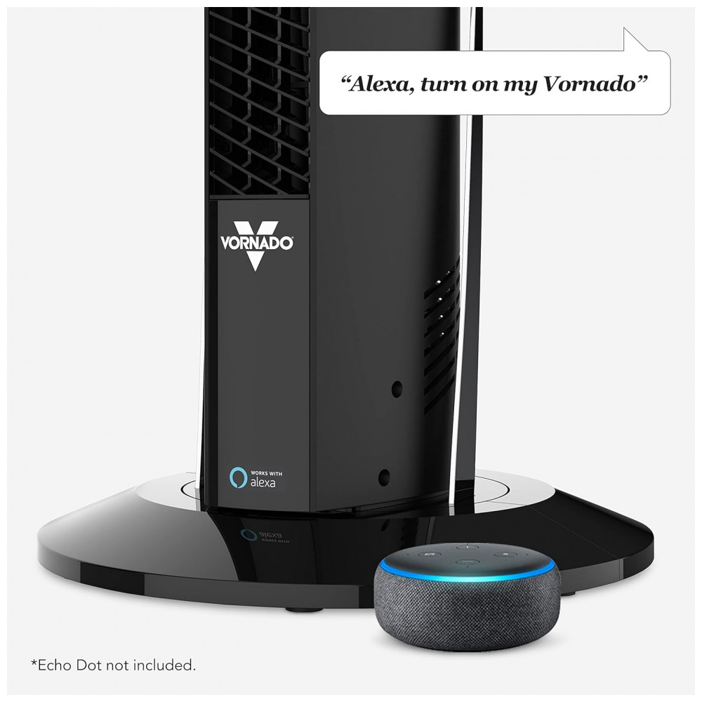 Ventilador de Torre OSCR37 AE Oscilante Funciona com Alexa, 110V 43W, VORNADO FA1 0140 06, Preto